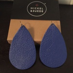 Nickel and suede blue textured earrings